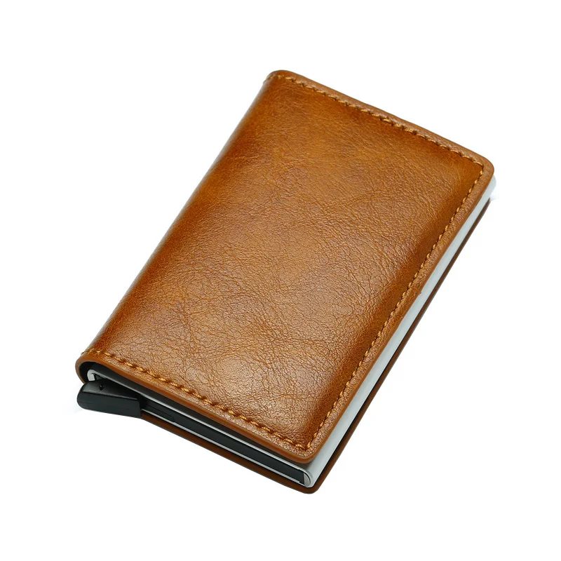 Rfid кошелек, маленькая сумка, кошелек для монет, кошелек для мелочи, мини кошелек, маленький зажим для денег, сумка для монет, держатель для монет, для мужчин и женщин, portemonee - Цвет: brown