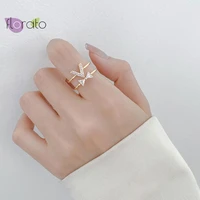 gold plated double opening rings for women fashion finger adjustable ring exquisite jewelry ring party wedding engagement gift