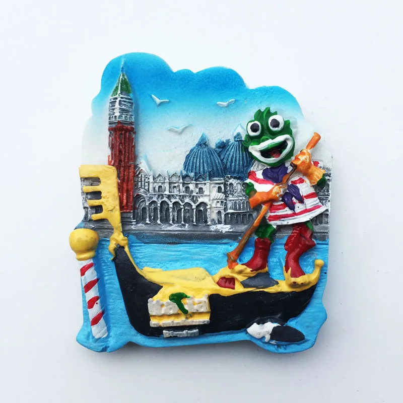 

QIQIPP Italy water city Venice gondola Fengwei boat paddle frog tourism commemorative crafts magnetic refrigerator stickers