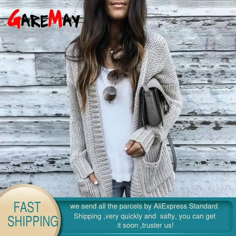 Plus Size Cardigans Women Knitwear Sweater Female Autumn Winter Thick Warm Casual Gray Black Coat Knitted Ladies Jacket |