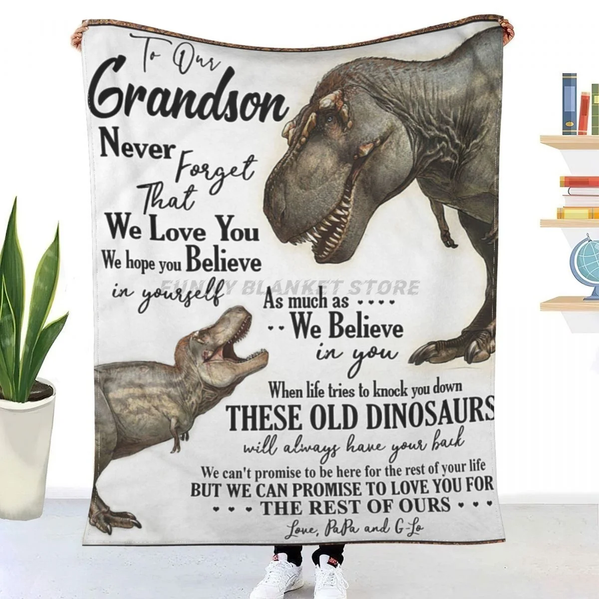 

GRANDMA TO GRANDSON Sherpa Blankets Ultra Soft Flannel Fleece Throw Blankets for Couch Sofa Bed