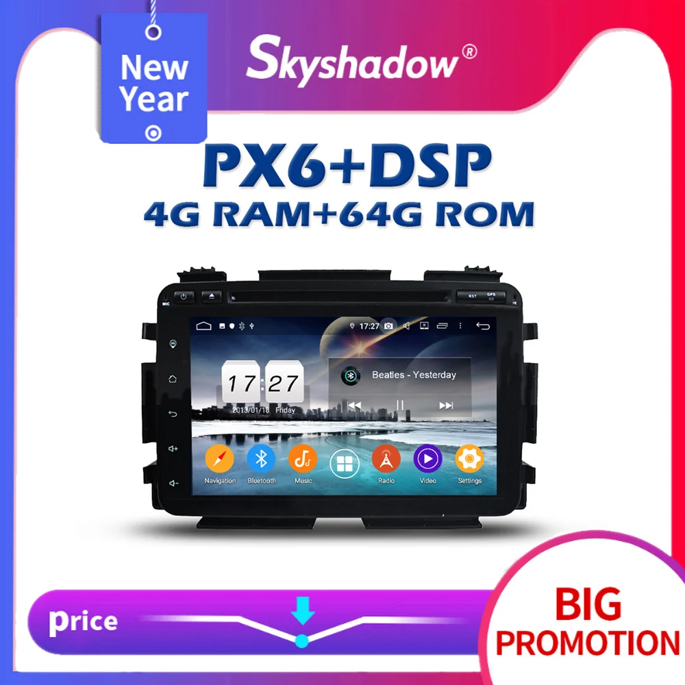 720P PX6 DSP IPS Android 10 0 64 гб + 4G автомобильный DVD плеер 2DIN GPS RDS радио wifi Bluetooth 5 для Honda HRV VEZEL