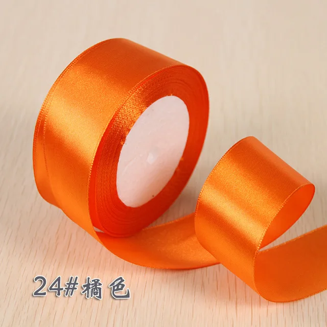 NO 24 Orange 6 мм 1 см 1,5 см 2 см 2,5 см 4 5 см атласными лентами DIY Искусственные Шелковые Розы Ремесла поставок швейной фурнитуры Скрапбукинг Материал - Цвет: NO 24 Orange
