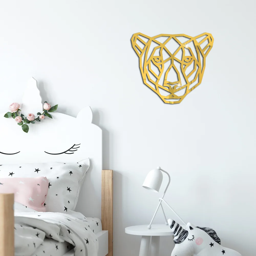 

Cartoon Animal Leopard Wall Sticker Acrylic mirror gold sticker Self-adhesive 3D wall sticker Background wall Decor sticker