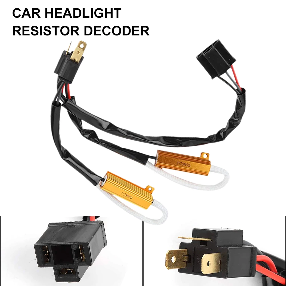 

50W H4/9003 HID Car Load Resistor Error Canceller LED Decoder Canbus Free Wiring Canceller Dual-Relays H/L Beam Load Resistors