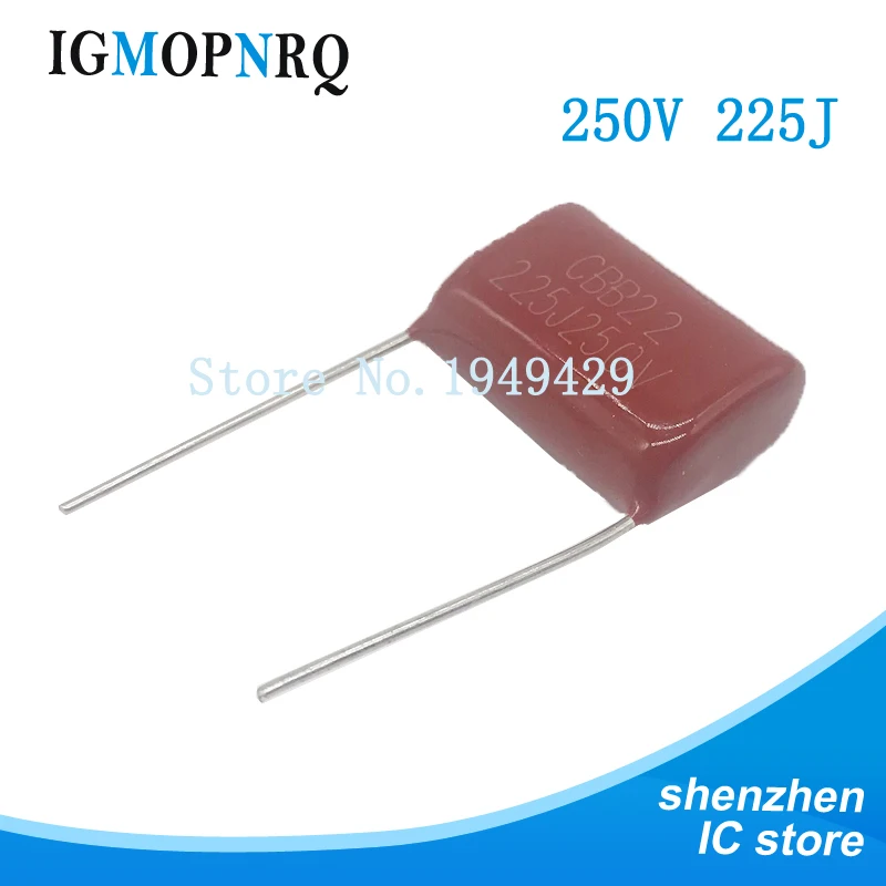 

New 20PCS/Lot CBB capacitor 225 250V 225J 2.2UF P20 250V225J CL21 Metallized Polypropylene Film Capacitor pitch 20mm