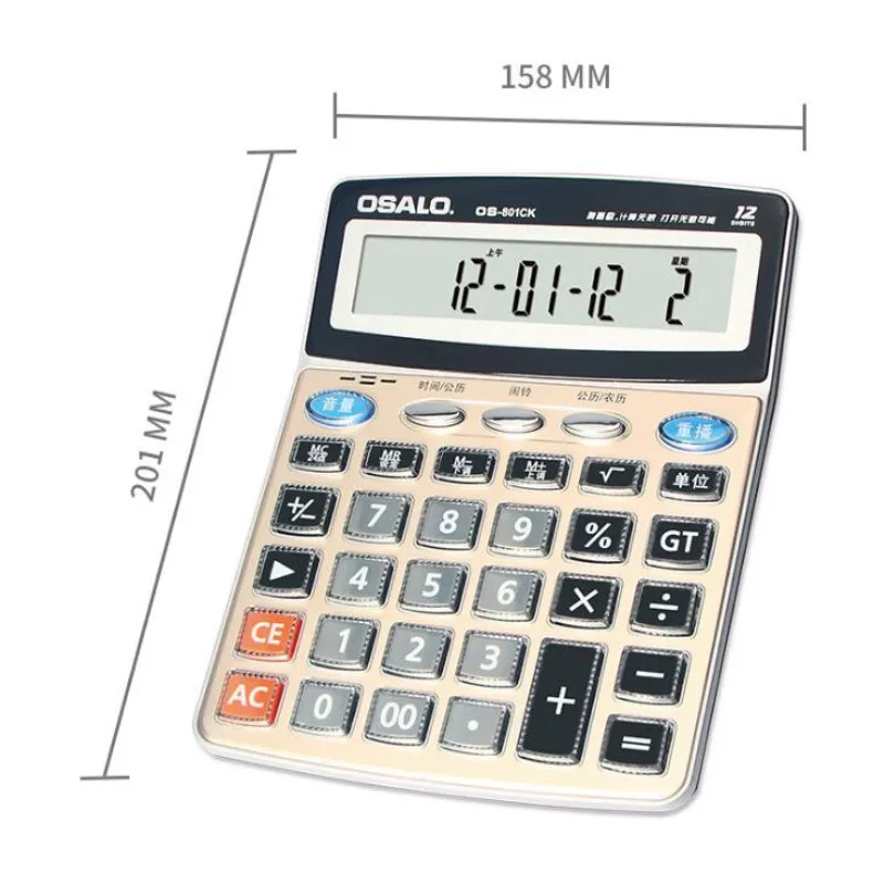 NEW OS-801CK Audio calculator human voice OSALO time calendar display transparent key calculator for Office finance school