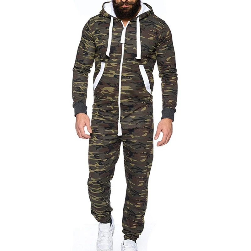 Camo 1 MJARTORIA Мужская цельная Мужская пижама Gar, костюм для подвижных игр на молнии с капюшоном, мужской комбинезон с камуфляжным принтом, уличная одежда, комбинезоны - Цвет: Camo 1