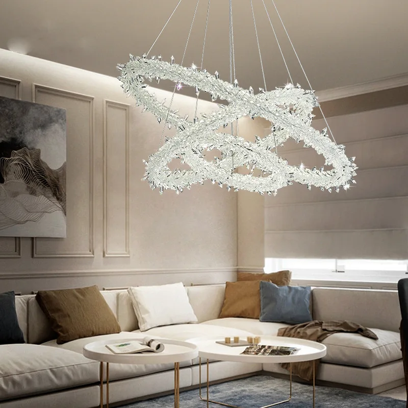 Kobuc Modern Ring Crystal Led Pendant Lights Lustre Lamp Bedroom Living Dining Room Villa Indoor Lighting Decor Hanging Light | Освещение