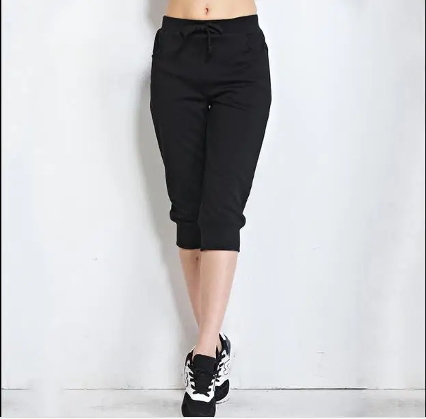 2020 свободные летние женские штаны шаровары длиной до икры размера плюс черные