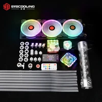 syscooling pc water cooling kit for intel cpu socket petg tube liquid cooling system rgb support