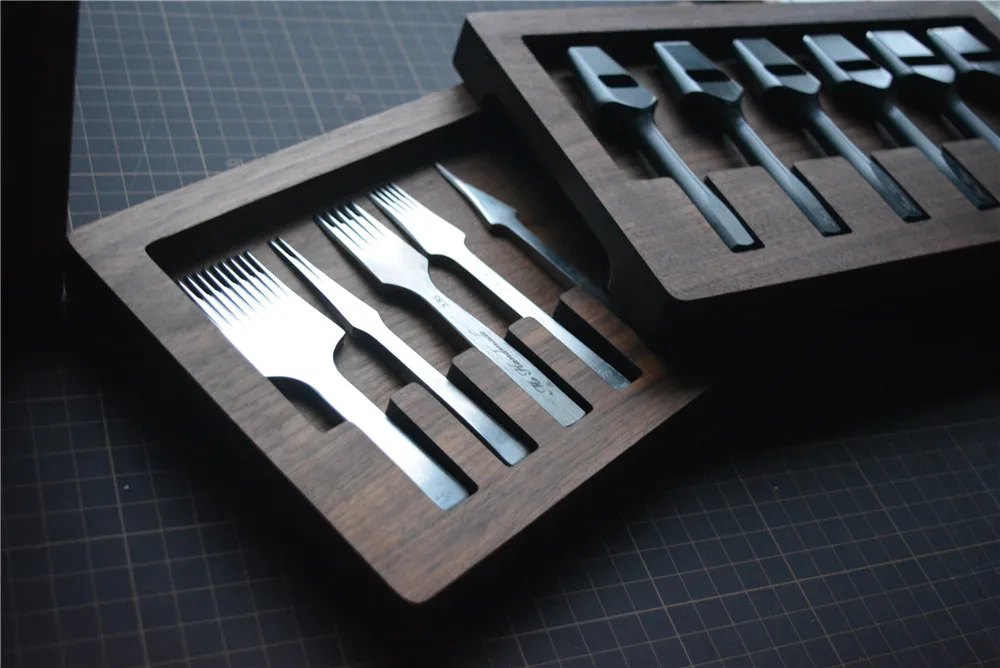 RCIDOS черный орех Коробка для хранения/лоток кожаной штамповки/строчки