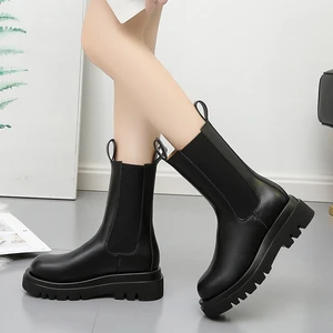 New Luxury Chelsea Boots Women Ankle Boots Chunky Winter Shoes Platform Ankle Boots Slip on Chunky Heel BV Boot Brand Designer