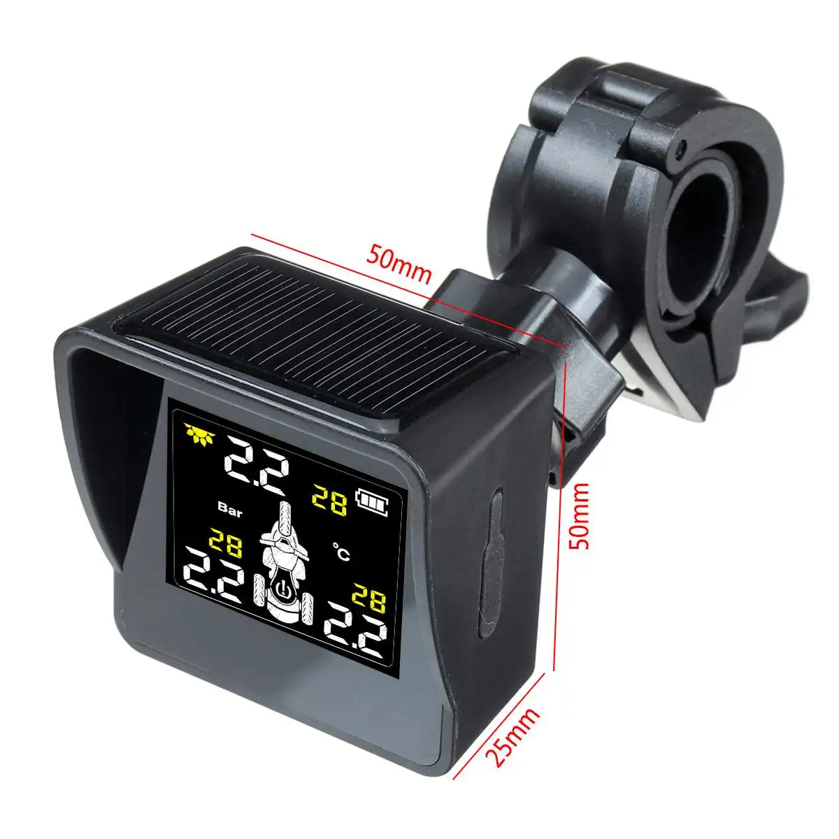 

Motorcycle TPMS Motor Bike Motorbike Scooter Tire Pressure Monitoring System Solar Waterproof LCD Internal/External Sensors