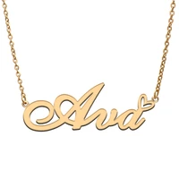 love heart ava name necklace for women stainless steel gold silver nameplate pendant femme mother child girls gift