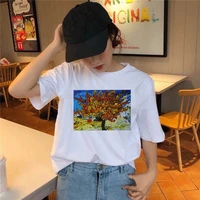 van gogh oil painting vintage fashion aesthetic white t shirt 90s cute art tee hipster grunge top streetwear female clothes