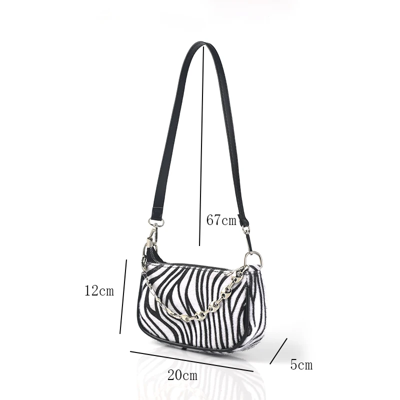 

Trendy Cow zebra pattern bag chain baguette 2021 fashion women shoulder crossbody bag High quality designer Handbags and purse