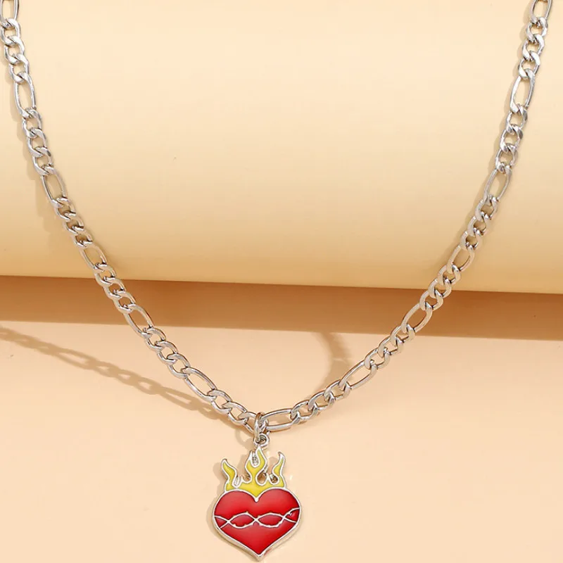 

Creative Women Love Heart Flame Pendant Necklace for Trend Female Jewelry