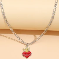 creative women love heart flame pendant necklace for trend female jewelry
