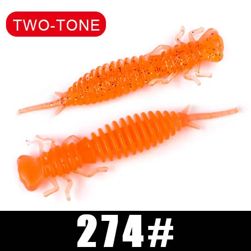 FISH KING Larva мягкие приманки 50 мм 76 мм 89 мм Искусственные приманки рыболовный червь силиконовые Гольян бас Щука Swimbait джигггинг пластиковые приманки - Цвет: 274