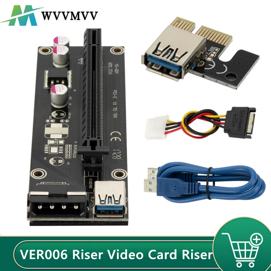 

WvvMvv VER006 Pcie Riser Video Card Riser Pci Express USB 3.0 Cable Pci-e 16x Riser For Video Card For BTB Miner Mining
