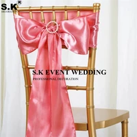 satin wedding chair sash bow tie satin ribbon chair bands for wedding decoration hotel party supplies