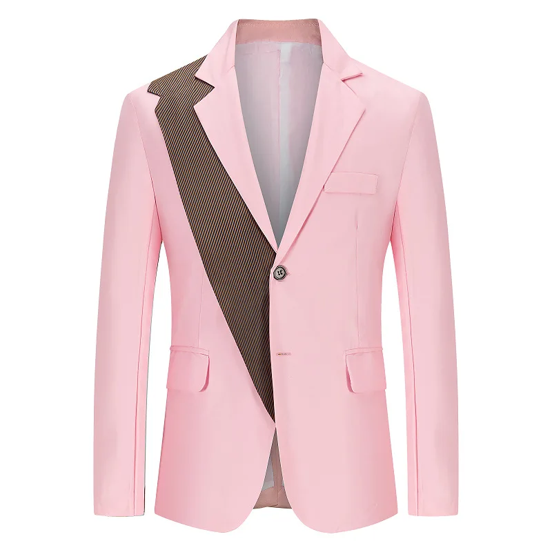 

Men Slim Fit Office Blazer Jacket Fashion Black pink white Solid Mens Suit Jacket Wedding Dress Coat Casual Business Male Coat