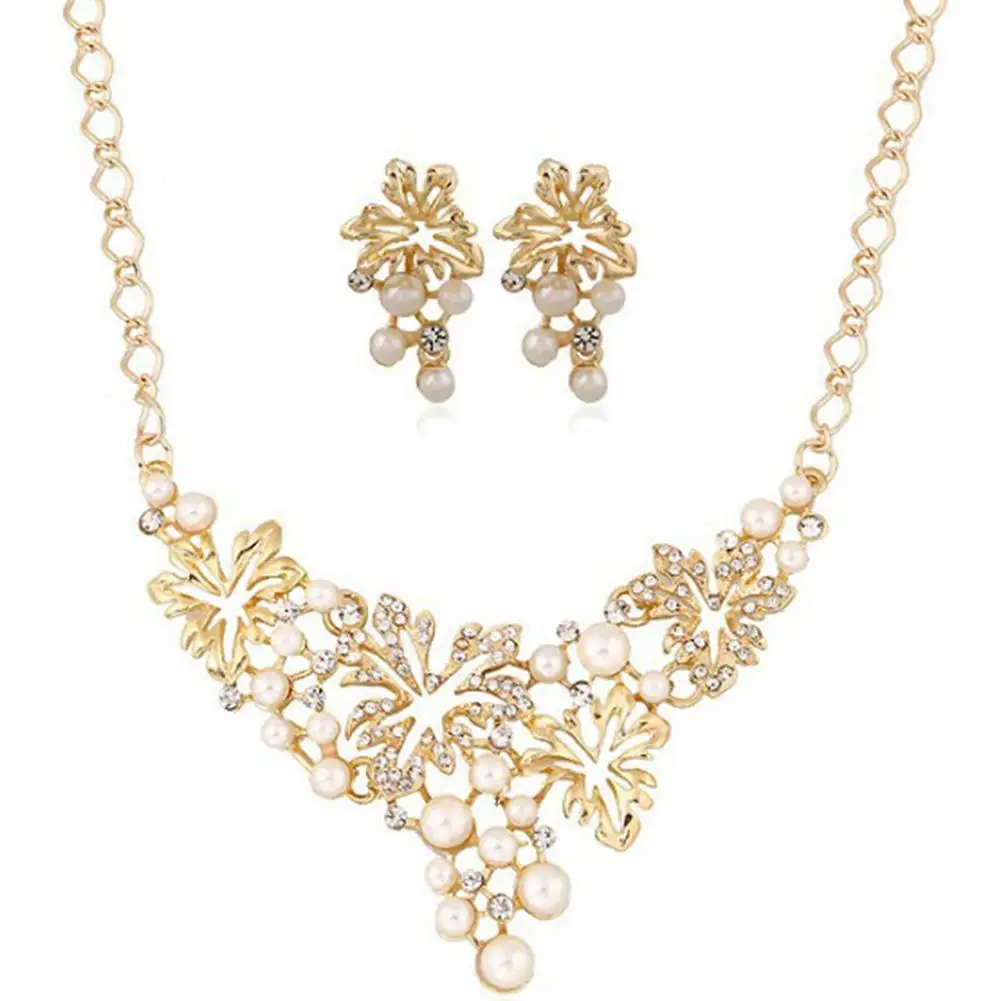 Женский сплав в форме листа с бриллиантами жемчужное ожерелье женский корейский