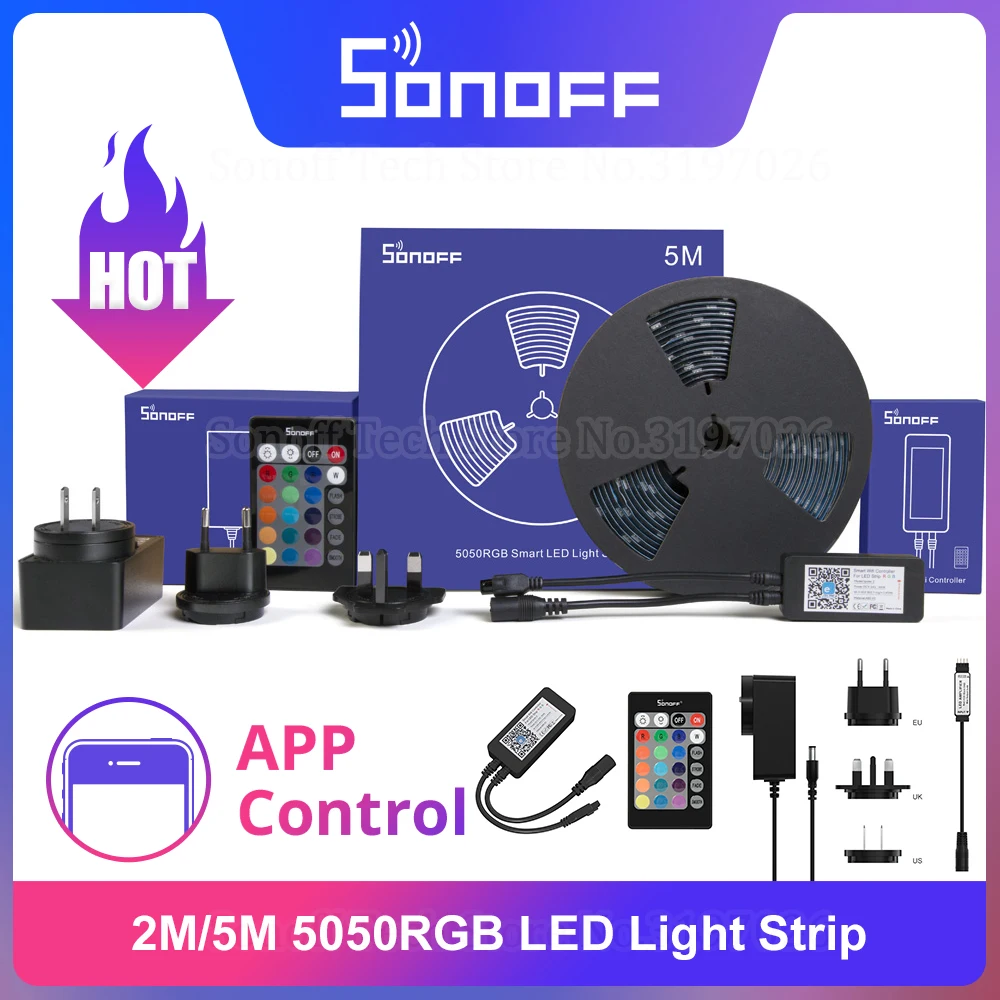 Светодиодная RGB лента ITEAD SONOFF L1 приглушаемая водонепроницаемая цветная Гибкая