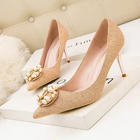 2022 new women pumps rhinestone high heels shoes women pointed toe crystal pearl party shoes sexy wedding shoes