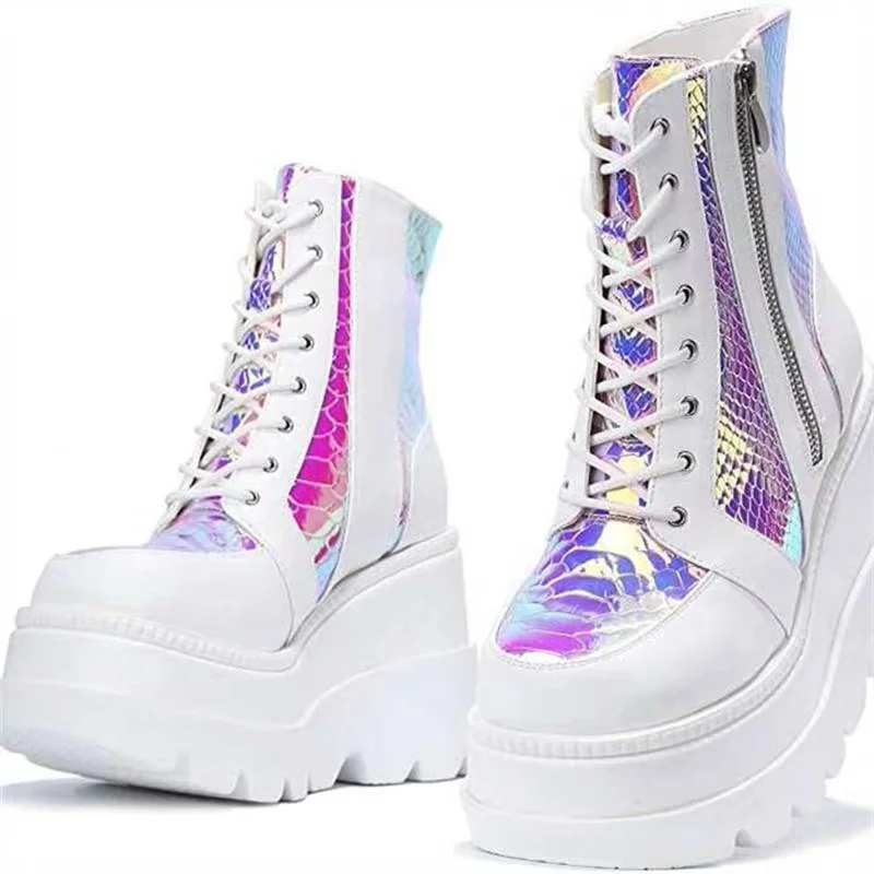 Женские ботильоны на каблуке ботинки платформе и высоком Женская модная обувь