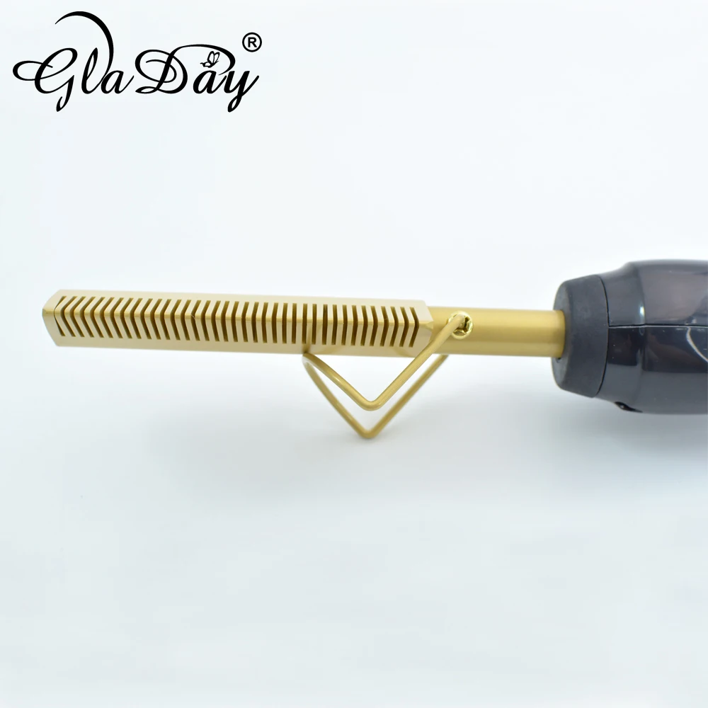 Новинка 2019 золотой выпрямитель для волос электрическая щетка быстрого