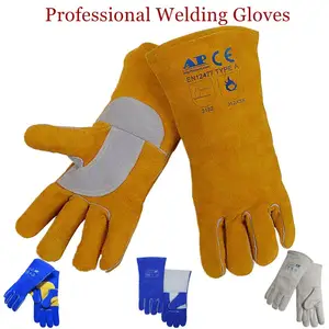 Перчатки MIG из воловьей кожи, 14 дюймов 35 см, рабочие перчатки с усиленной ладонью CE EN12477 MAG Stick, сварочные перчатки