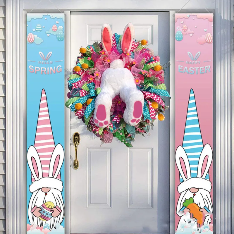 

Colorful Easter Rabbit Wreath Door Oranments Wall Garlands Decor Bunny Easter Party Eggs Happy Easter Party Decor For Home 2022