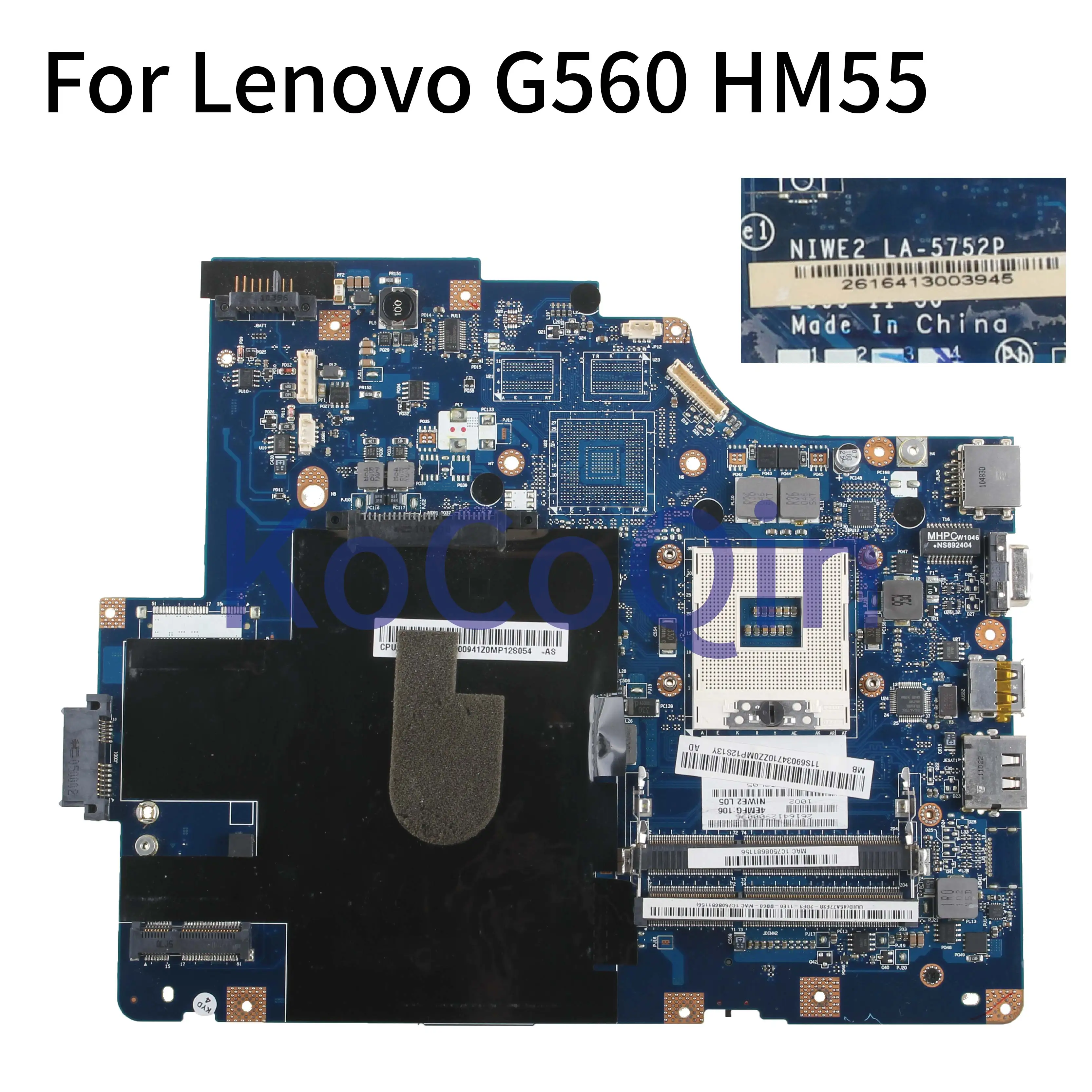 

Материнская плата KoCoQin для ноутбука LENOVO Ideapad G560 Z560, материнская плата NIWE2 LA-5752P HM55