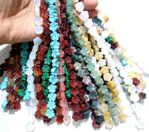 Подвеска в виде цветка с резьбой тигровый глаз 14 мм для изготовления ювелирных