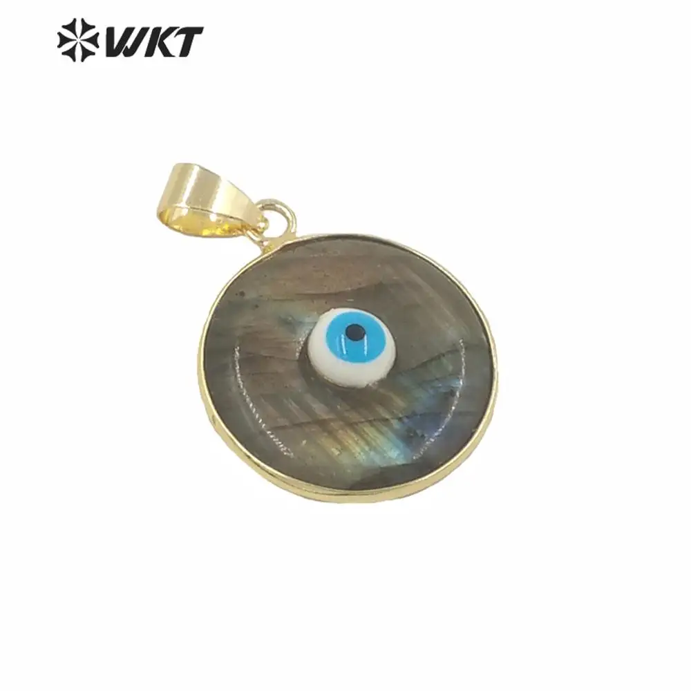 

WT-P1577 Factory Price Natural stone lady pendant round shape gem-stone eye necklace 26mm best selling type procurement