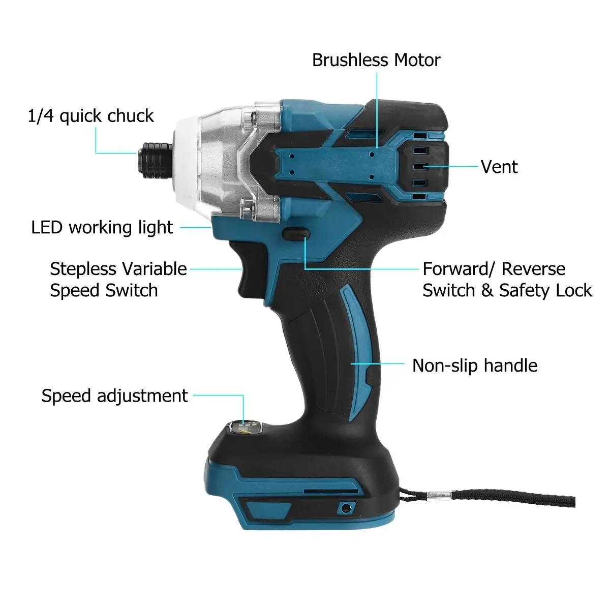 

18V 520N.m Cordless Impact Wrench Driver Brushless Motor 1/2 Square Electric Wrench With LED Light Adapted To Makita battery