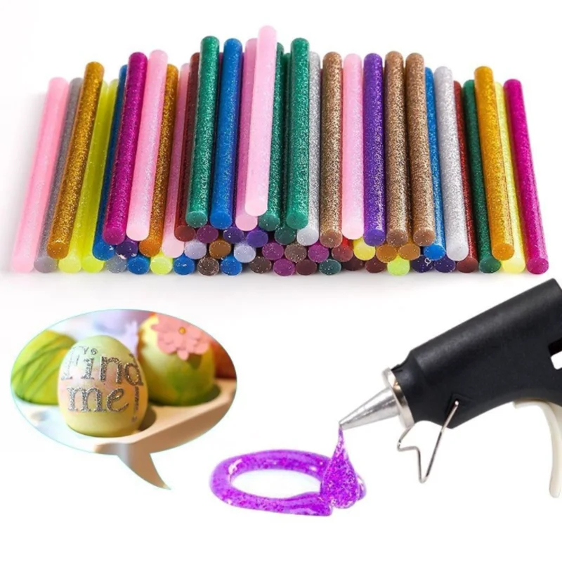 

50PCS Colourful Glitter 11mm*100mm Hot Melt Glue Sticks For Glue Gun Craft Repair Accessories Adhesive Stick