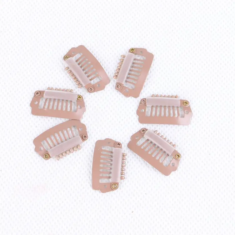 

1000pcs 2.3cm 7 teeth Metal Snap Clips for Hair Extensions Clip-on Wig Wigs Weft Hairpiece I Shape Metal Clips