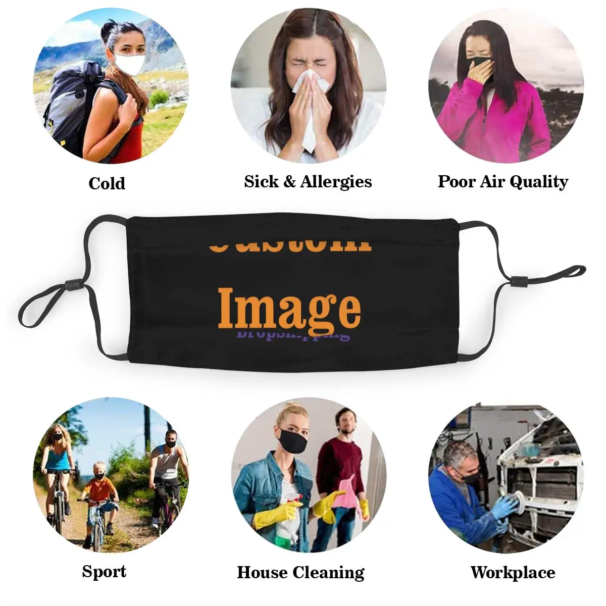 Polyester Anti-dust Mouth Mask Pug Dog Love Washed Reusable Mouth-Muffle Fashion Printed Face Masks for Outdoor Cycling Camping | Красота и