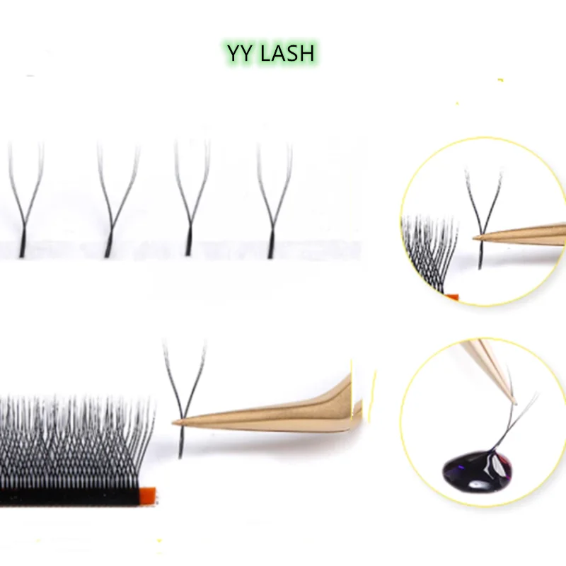 

YY Design Eye Lashes Extensions Black Soft Invividual False Eyelashes Y Shape Volume Lashes Tools 8-12mm MIX Lashes