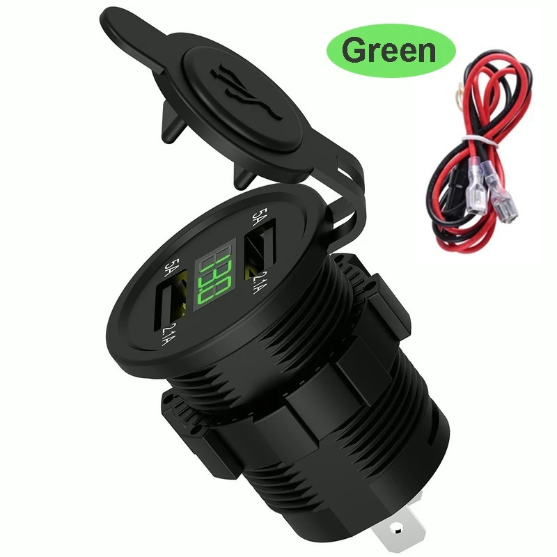 Автомобиля с двумя портами USB Зарядное устройство Крышка для мото Авто Грузовик ATV Лодка 12 V-24 V светодиодный двойной USB гнездо Зарядное устройство Мощность креплением для вспышки sрeedlite - Название цвета: Зеленый
