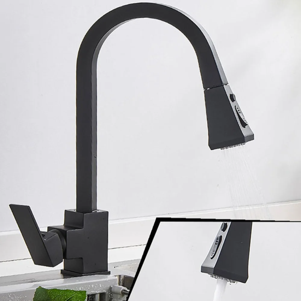 

1pc Stretch Adjustable Faucet Kitchen Basin Faucet Household Faucet (Black)