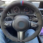 Чехол рулевого колеса автомобиля черная замшевая кожа для BMW F87 M2 F80 M3 F82 M4 M5 F12 F13 M6 F85 X5 M F86 F33 X6 M F30 M Sport