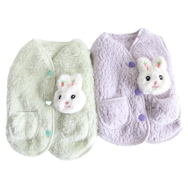 

New Winter Dog Clothes Warm Woolen Vest for Doggie Puppy Cat Sweaters with Lovely Bunny XS Pet Costumes Teddy Corgi Cat Clothing