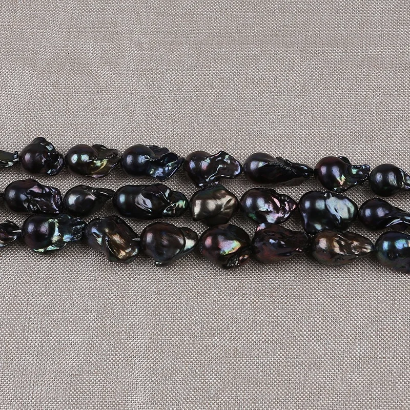 Натуральный пресноводный черный неравномерный жемчуг нить 16-17 мм большой размер