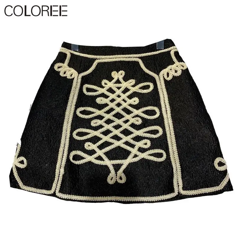 

Vintage Floral Embroidery Skirts Womens 2021 Runway Designers Pink/black A-line Mini Skirts Female