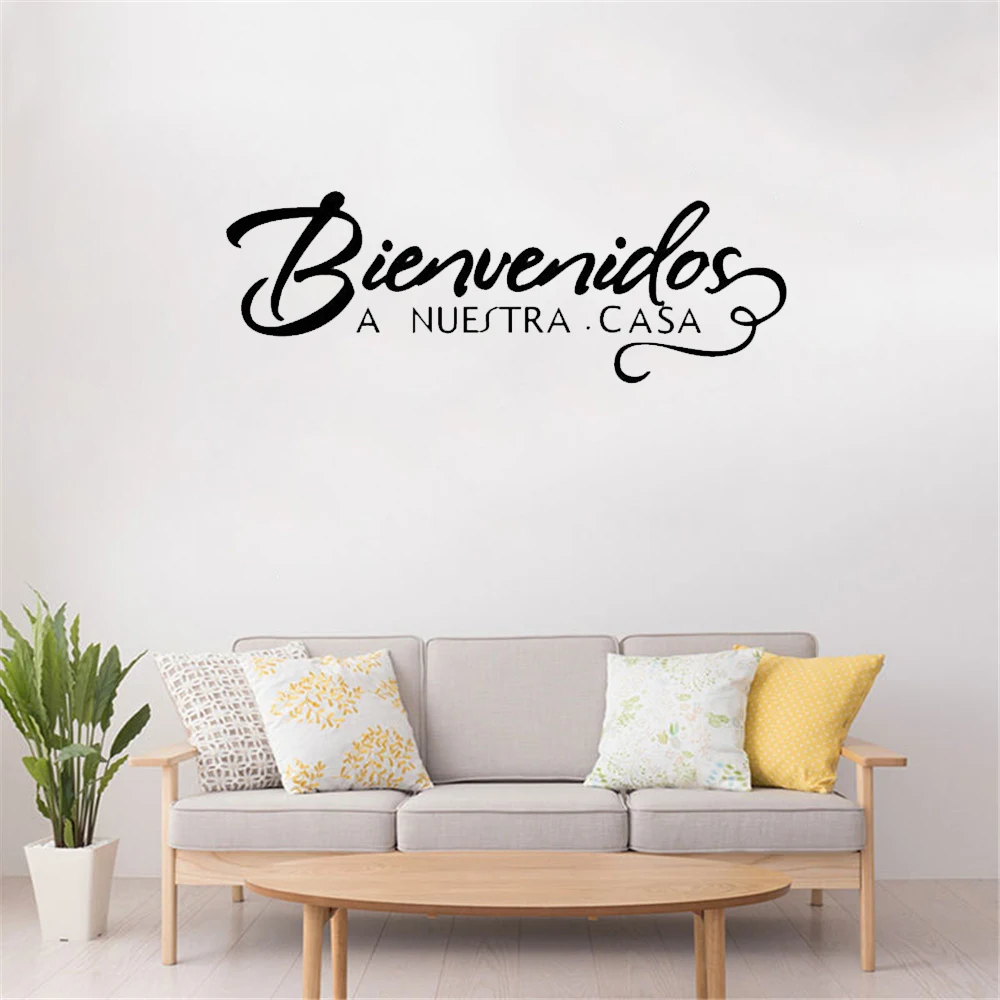 

Spanish Quote Wall Sticker Welcome to Our Home Welcome Sign Decorative Decals Bienvenidos a nuestra casa Home Art Vinyl ov500