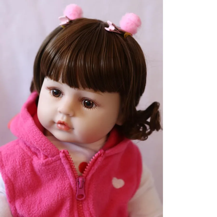 

46cm Cute Reborn Baby Dolls Girls Toys Soft Cloth Body Enchantimal Doll Curl Hair Brown Eyes DIY Toy Bonecas Kids Surprise Gift